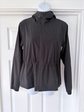 lululemon athletica Black Hooded Rain Jacket with cinch waist